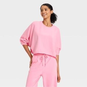 JoyLab Women's Washed Jersey Long Sleeve Top, All Sizes - Light Pink